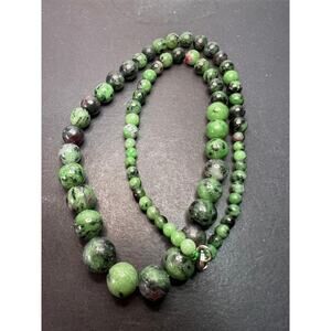 Ruby in zoisite graduated necklace with sterling silver clasp